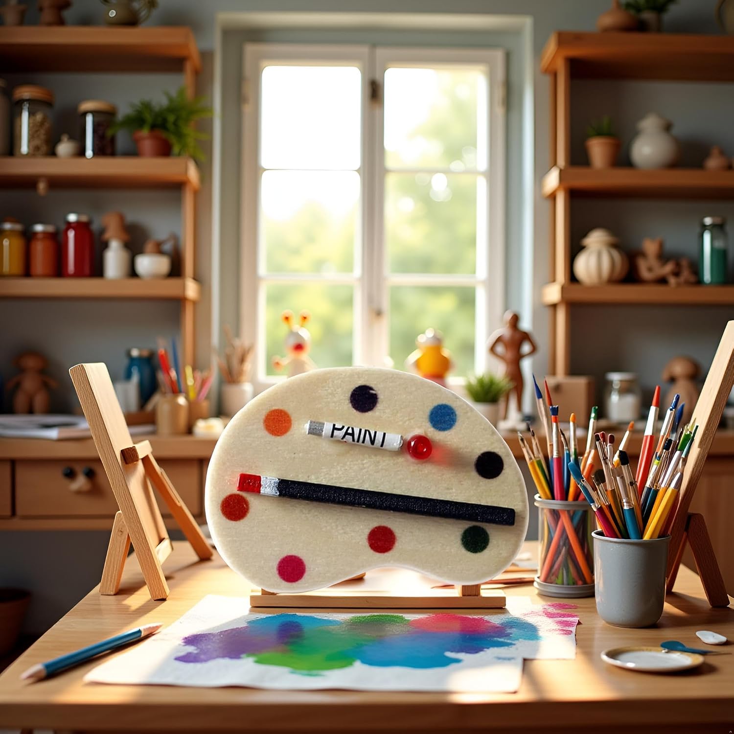 1/12 Doll House Paintbox Painting Easel Palette Miniature Art Room Scene Palette Painting, Drawing and Art Sup - view 4
