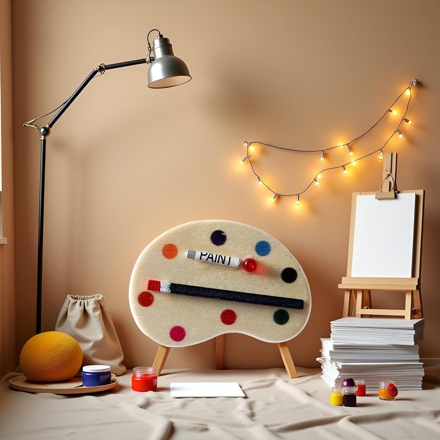 1/12 Doll House Paintbox Painting Easel Palette Miniature Art Room Scene Palette Painting, Drawing and Art Sup - view 6