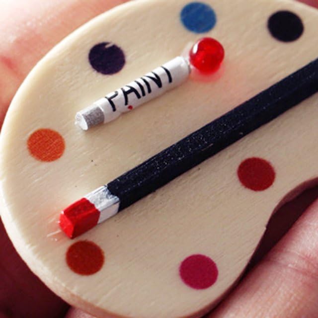 1/12 Doll House Paintbox Painting Easel Palette Miniature Art Room Scene Palette Painting, Drawing and Art Sup - view 8