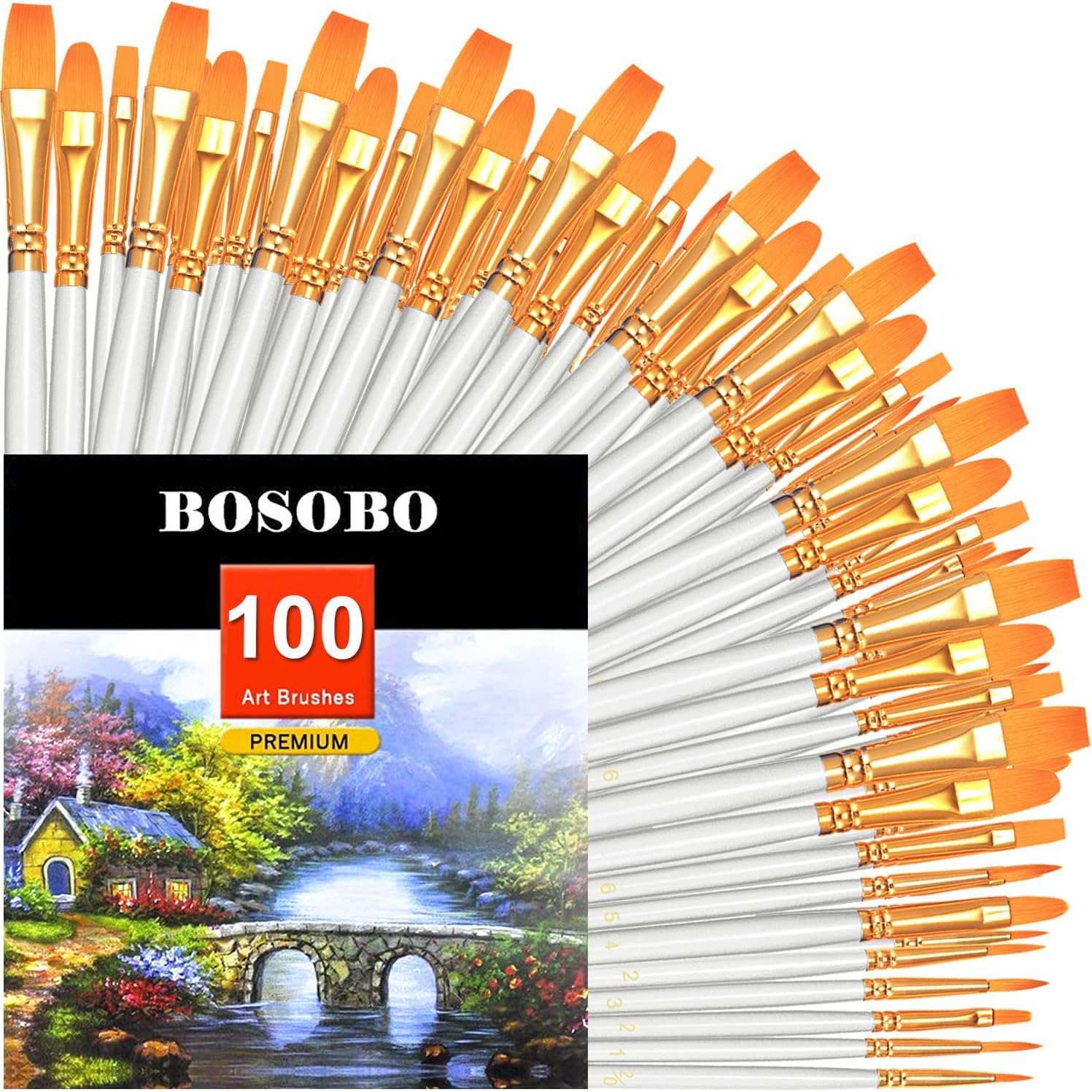BOSOBO Paint Brushes Set, 20 Pcs Small Paint Brush Kit Round Flat Tip Nylon Hair, for Acrylic Painting, Waterc - view 28
