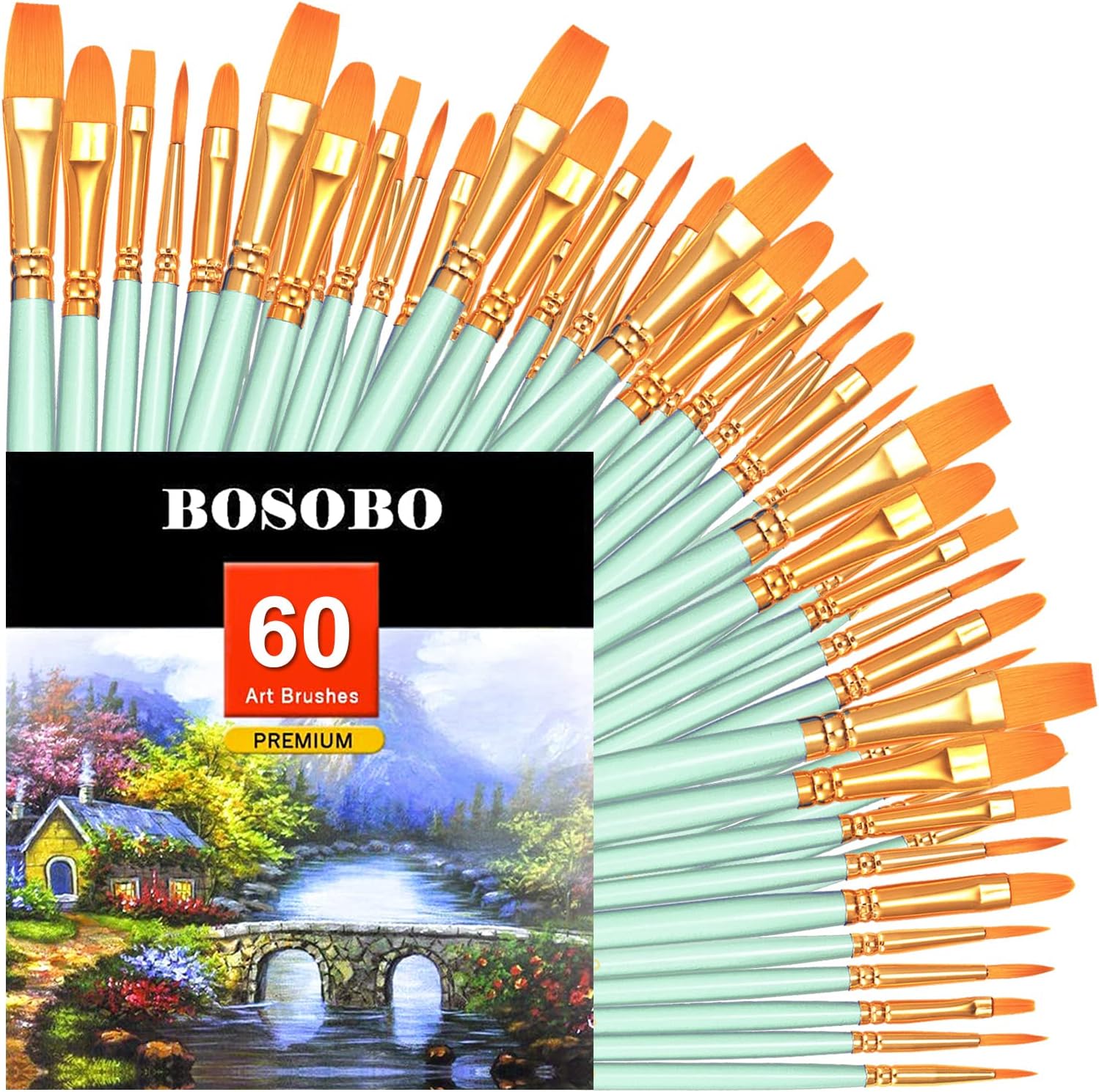 BOSOBO Paint Brushes Set, 20 Pcs Small Paint Brush Kit Round Flat Tip Nylon Hair, for Acrylic Painting, Waterc - view 8