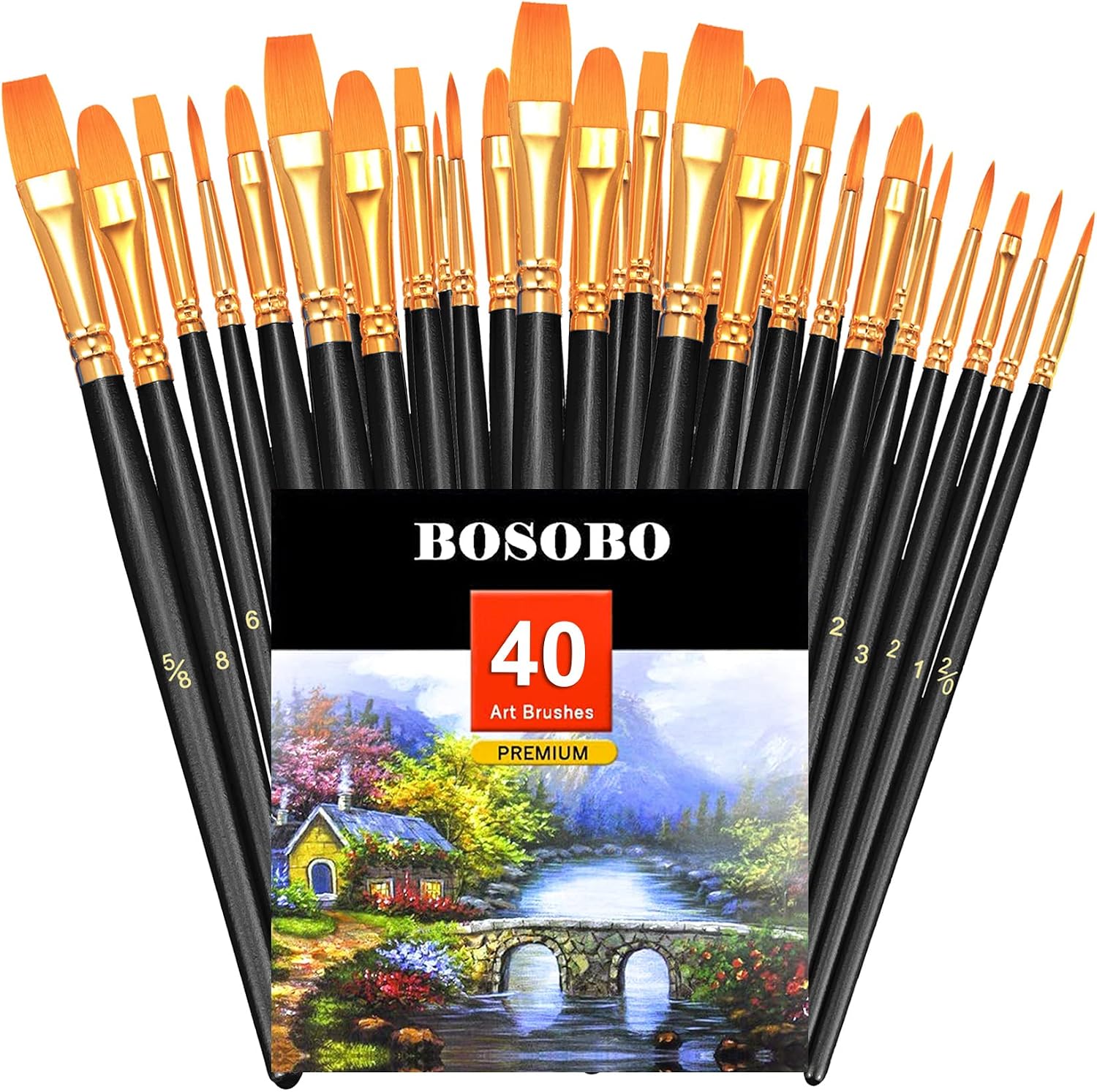 BOSOBO Paint Brushes Set, 20 Pcs Small Paint Brush Kit Round Flat Tip Nylon Hair, for Acrylic Painting, Waterc - view 11