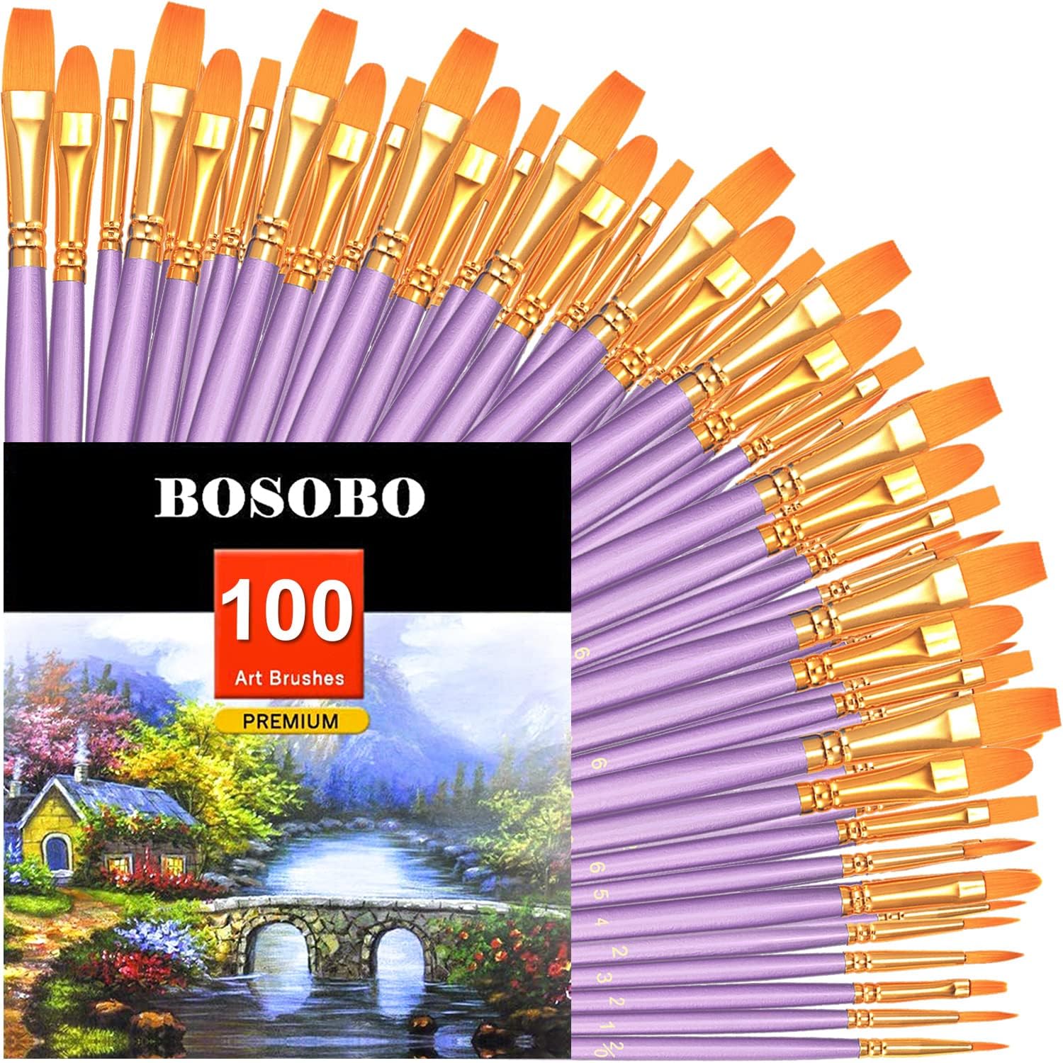 BOSOBO Paint Brushes Set, 20 Pcs Small Paint Brush Kit Round Flat Tip Nylon Hair, for Acrylic Painting, Waterc - view 20