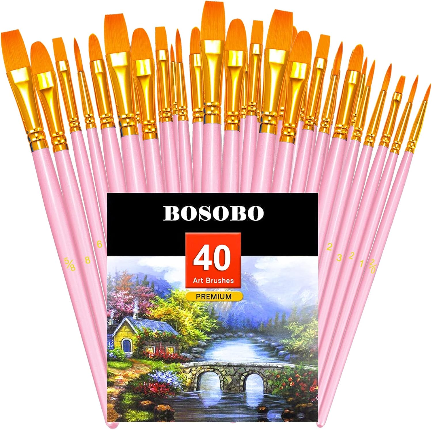 BOSOBO Paint Brushes Set, 20 Pcs Small Paint Brush Kit Round Flat Tip Nylon Hair, for Acrylic Painting, Waterc - view 13