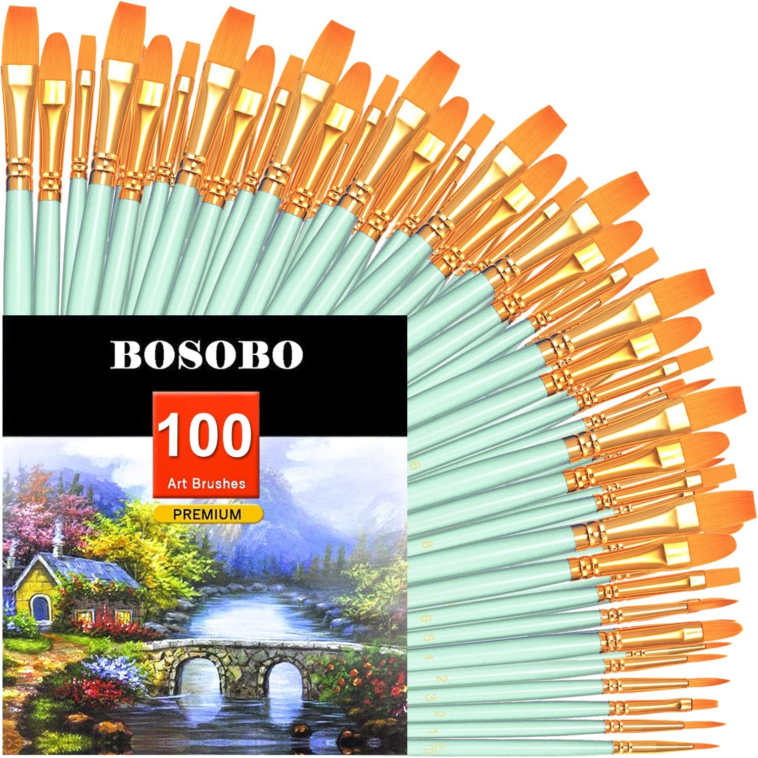 BOSOBO Paint Brushes Set, 20 Pcs Small Paint Brush Kit Round Flat Tip Nylon Hair, for Acrylic Painting, Waterc - view 10