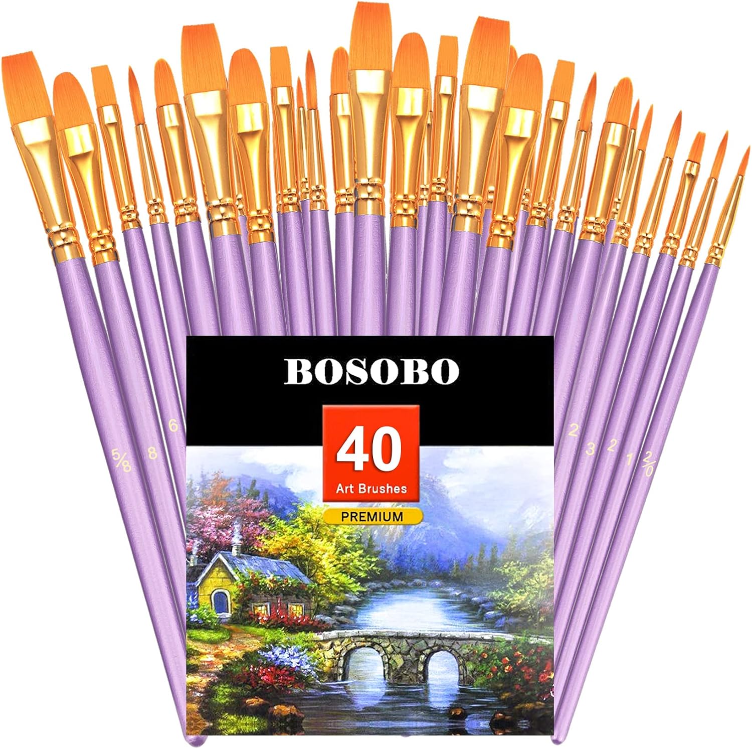BOSOBO Paint Brushes Set, 20 Pcs Small Paint Brush Kit Round Flat Tip Nylon Hair, for Acrylic Painting, Waterc - view 29
