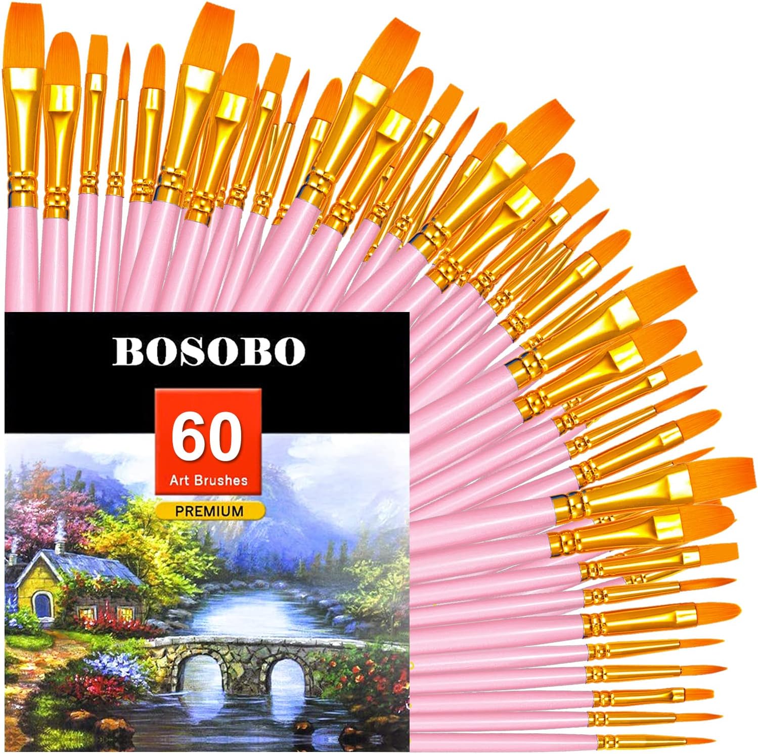 BOSOBO Paint Brushes Set, 20 Pcs Small Paint Brush Kit Round Flat Tip Nylon Hair, for Acrylic Painting, Waterc - view 21