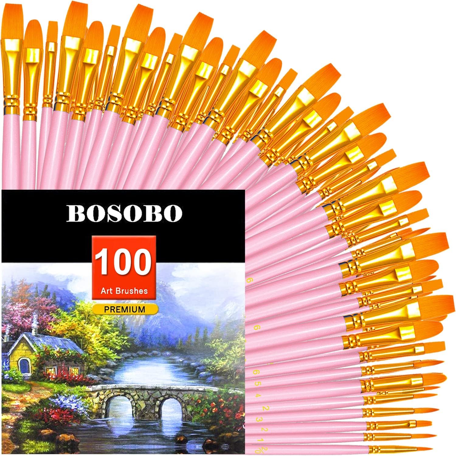 BOSOBO Paint Brushes Set, 20 Pcs Small Paint Brush Kit Round Flat Tip Nylon Hair, for Acrylic Painting, Waterc - view 17