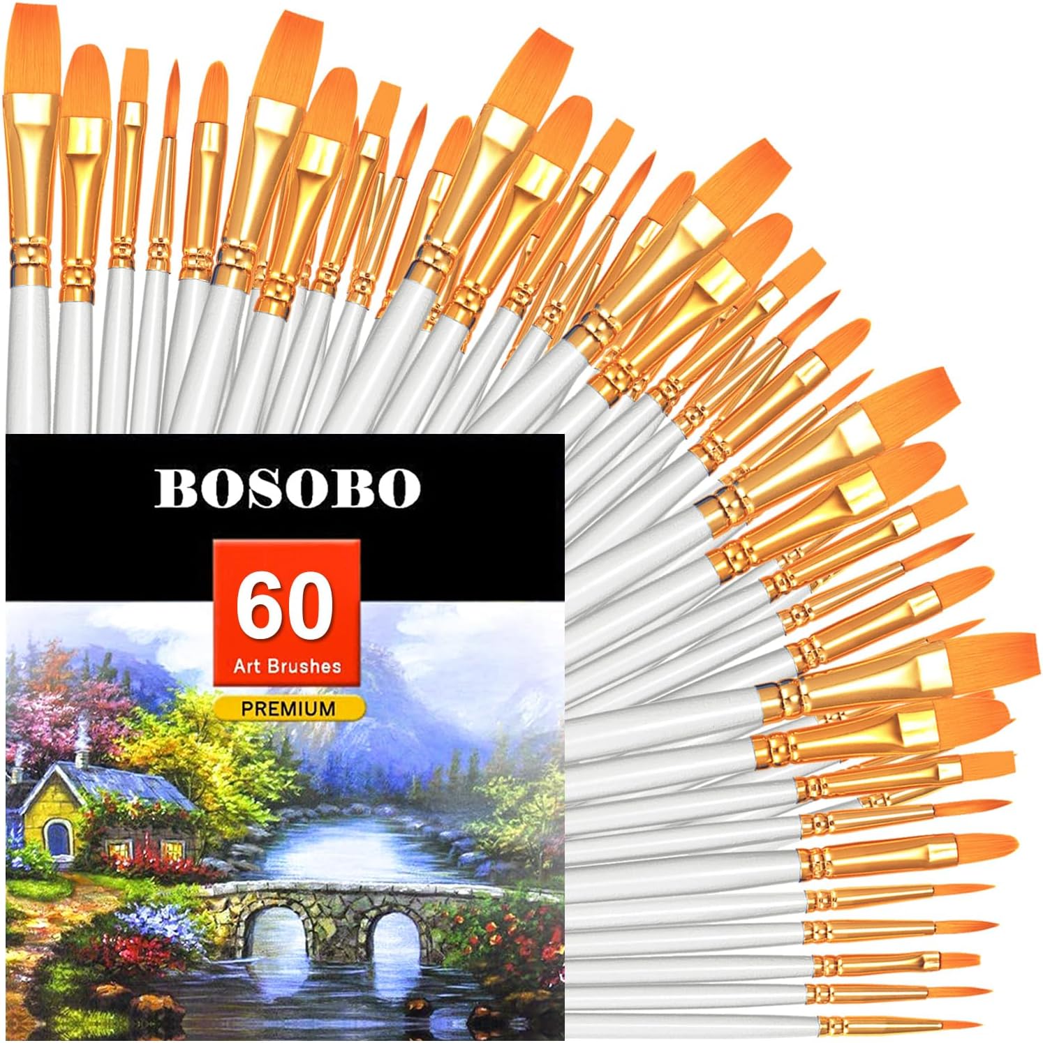 BOSOBO Paint Brushes Set, 20 Pcs Small Paint Brush Kit Round Flat Tip Nylon Hair, for Acrylic Painting, Waterc - view 18