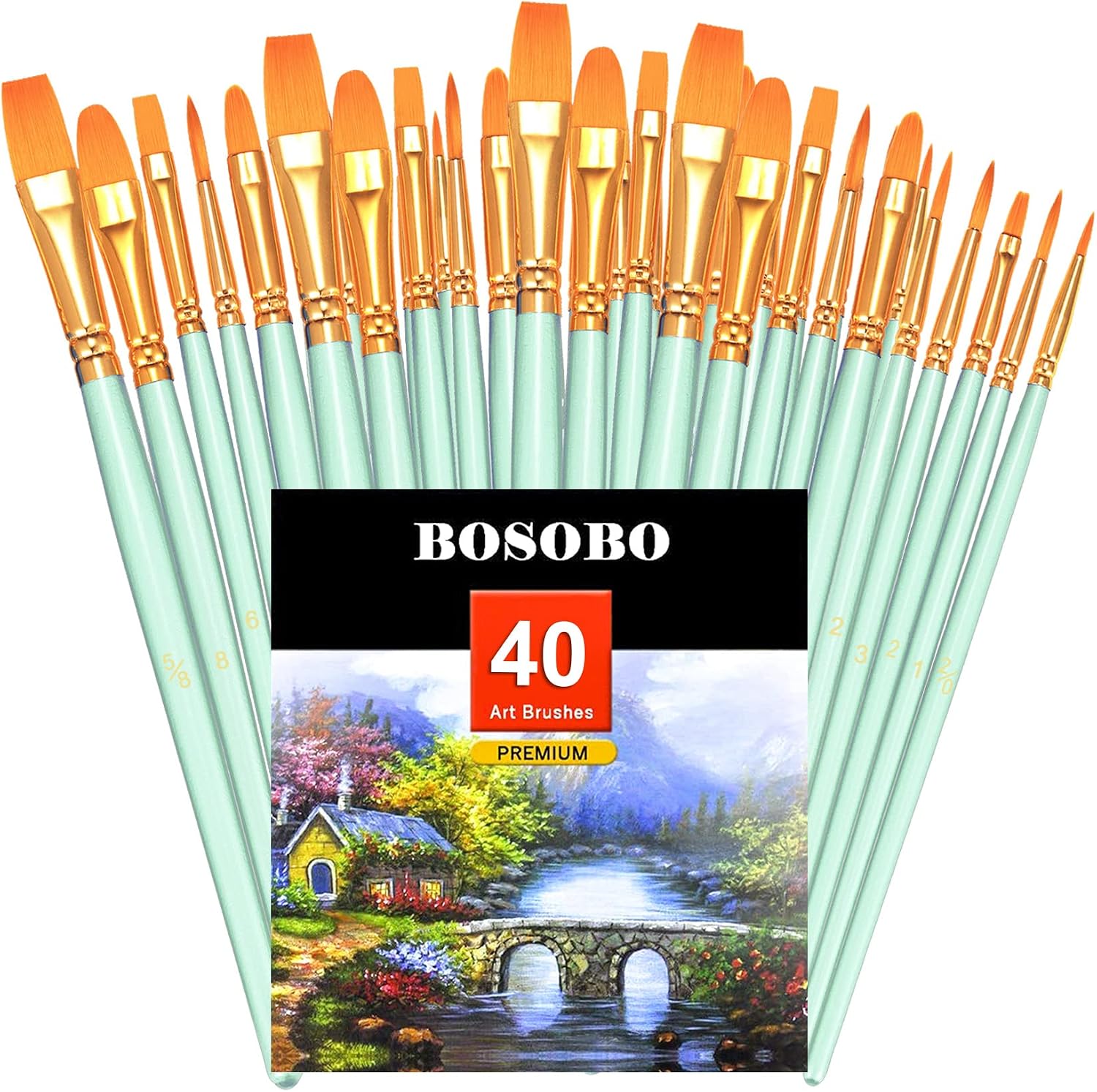 BOSOBO Paint Brushes Set, 20 Pcs Small Paint Brush Kit Round Flat Tip Nylon Hair, for Acrylic Painting, Waterc - view 23