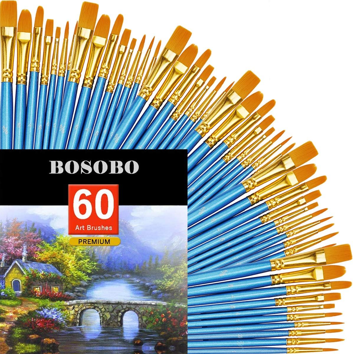 BOSOBO Paint Brushes Set, 20 Pcs Small Paint Brush Kit Round Flat Tip Nylon Hair, for Acrylic Painting, Waterc - view 16