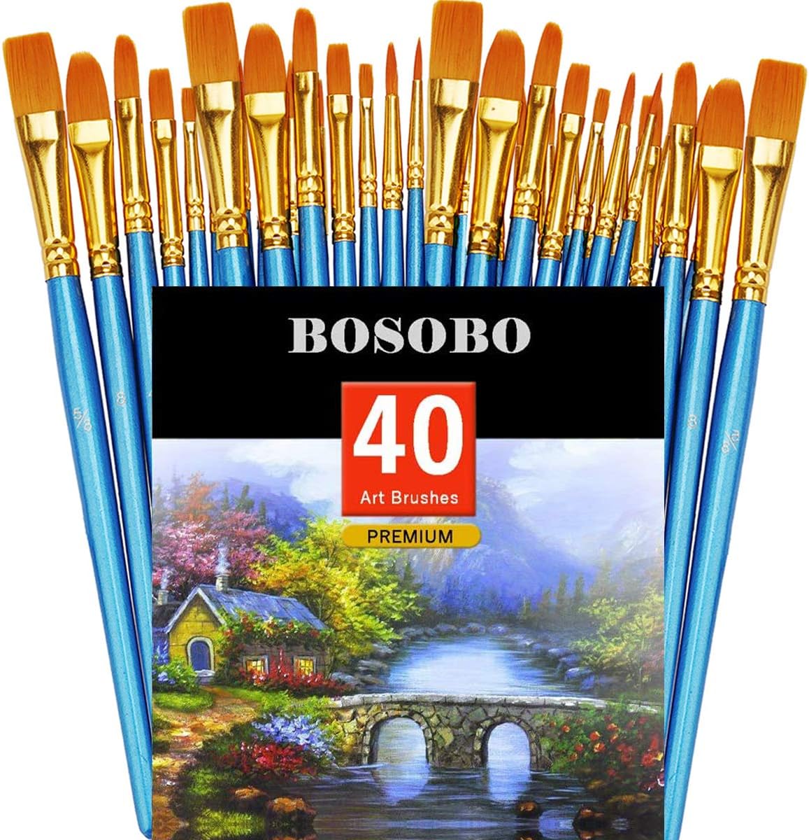 BOSOBO Paint Brushes Set, 20 Pcs Small Paint Brush Kit Round Flat Tip Nylon Hair, for Acrylic Painting, Waterc - view 35