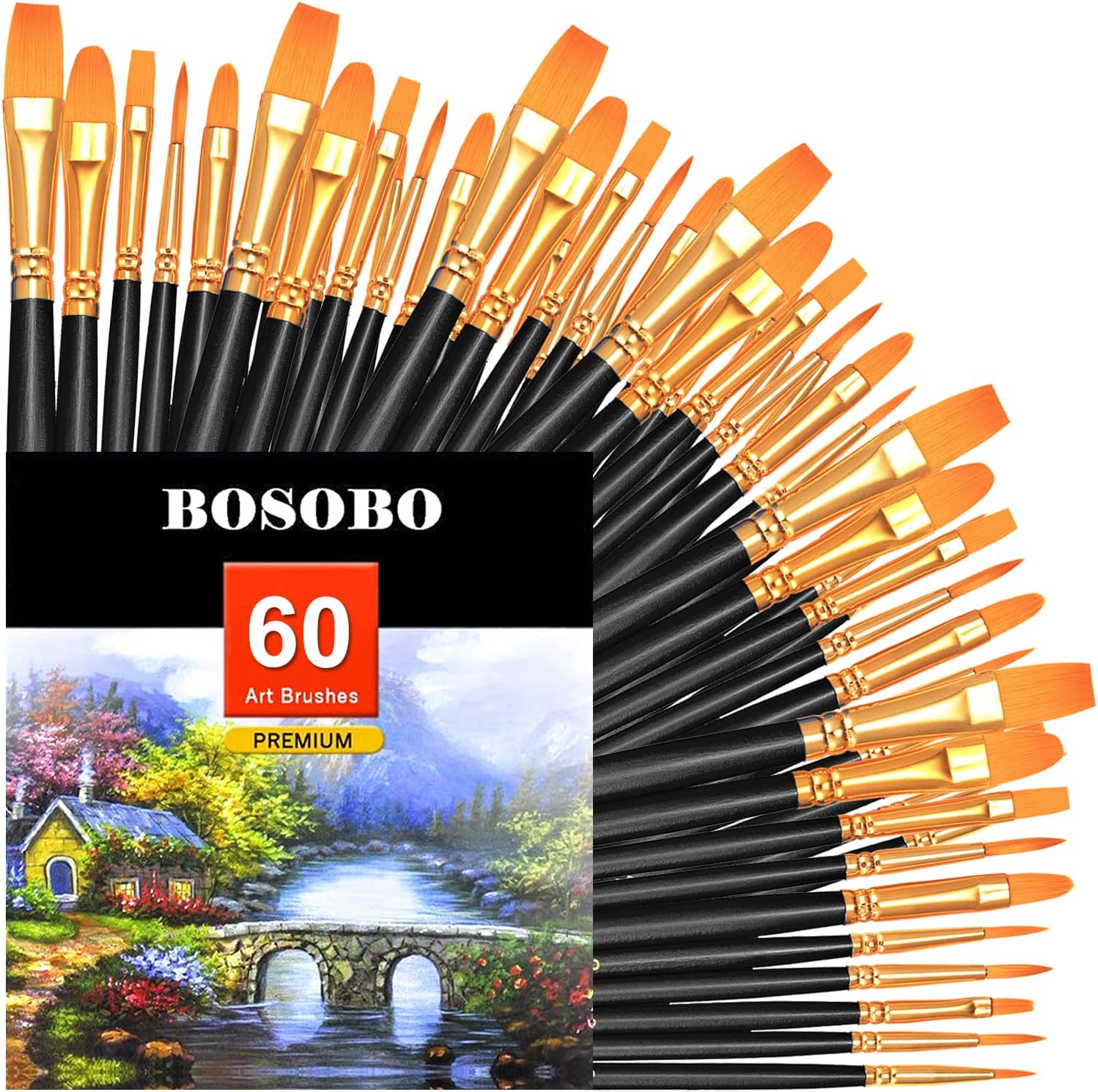 BOSOBO Paint Brushes Set, 20 Pcs Small Paint Brush Kit Round Flat Tip Nylon Hair, for Acrylic Painting, Waterc - view 36