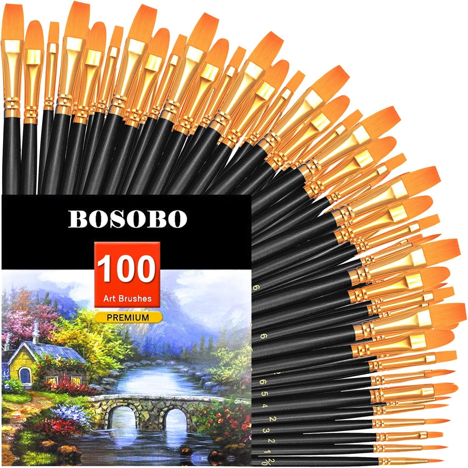 BOSOBO Paint Brushes Set, 20 Pcs Small Paint Brush Kit Round Flat Tip Nylon Hair, for Acrylic Painting, Waterc - view 32