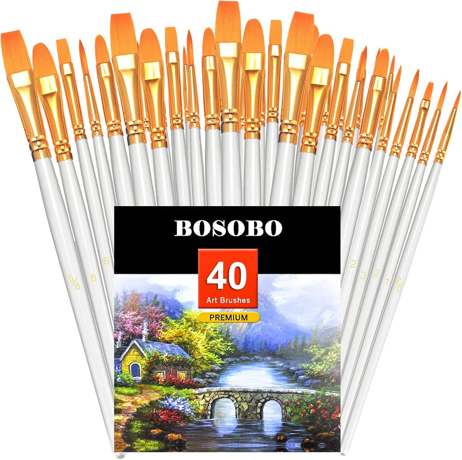 BOSOBO Paint Brushes Set, 20 Pcs Small Paint Brush Kit Round Flat Tip Nylon Hair, for Acrylic Painting, Waterc - view 30