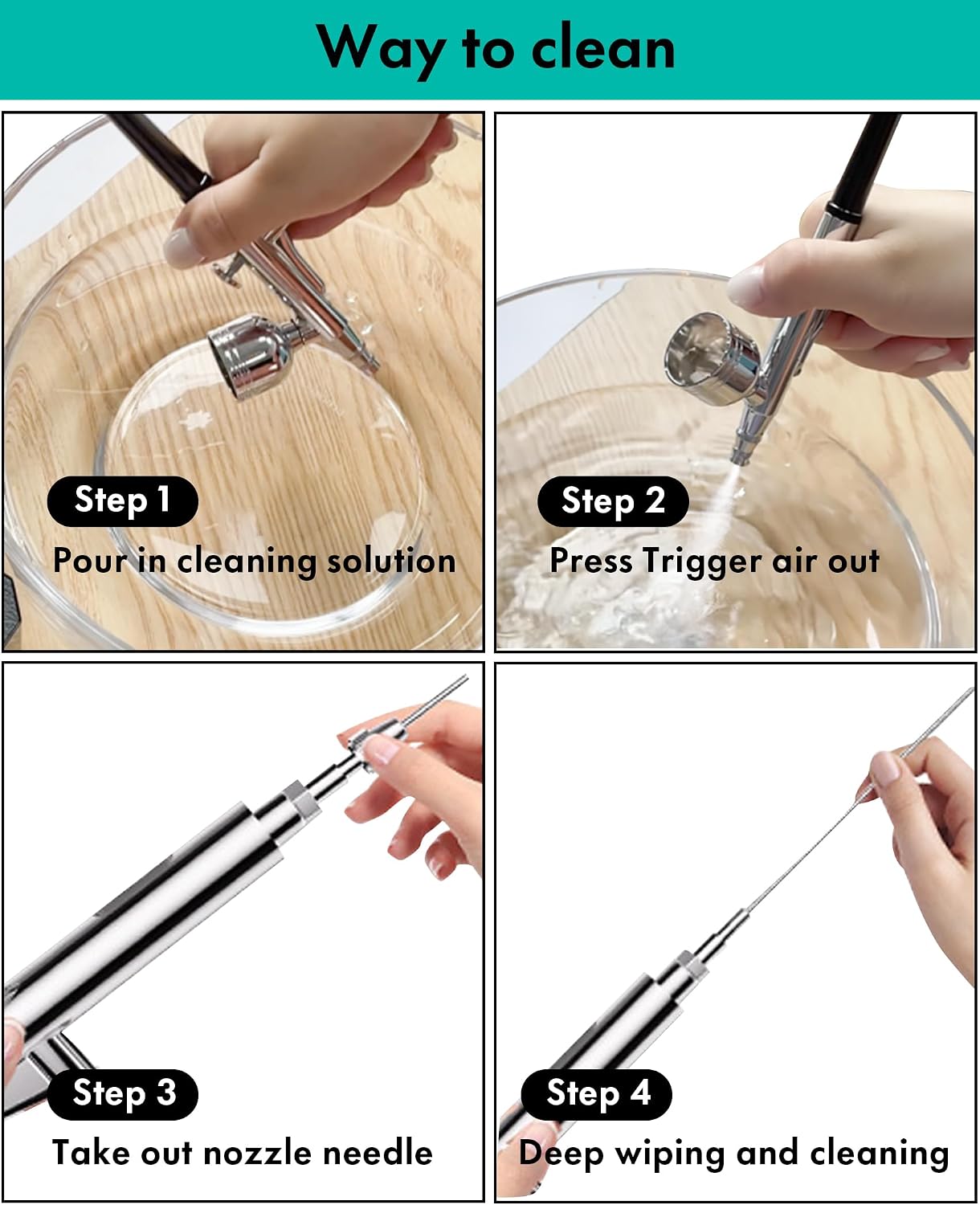 Gocheer Airbrush Kit with Air Compressor, 40 48 PSI High Pressure Air Brush Non-Clogging with 0.2/0.3/0.5mm  - view 8