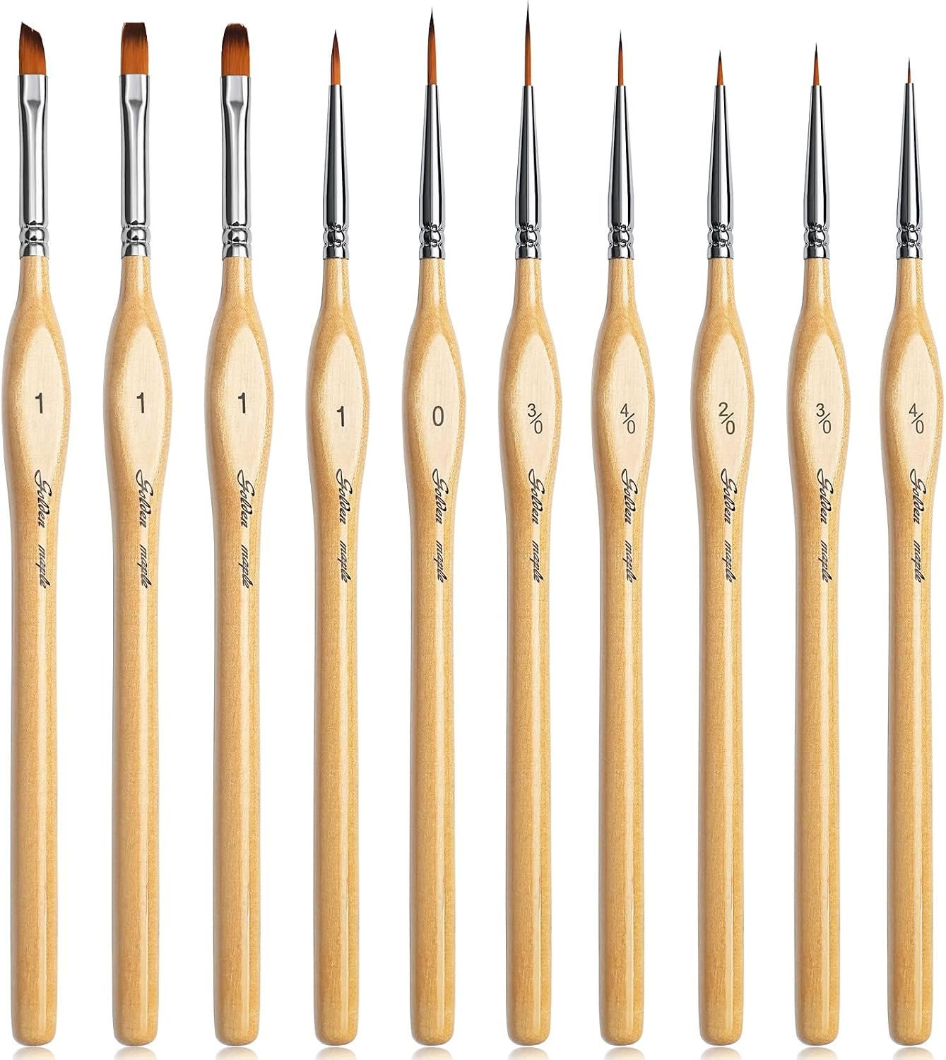 Golden Maple Detail Paint Brushes Set 10pcs | Miniature Brushes, Fine Detailing & Art Painting, Acrylic, Water - view 11