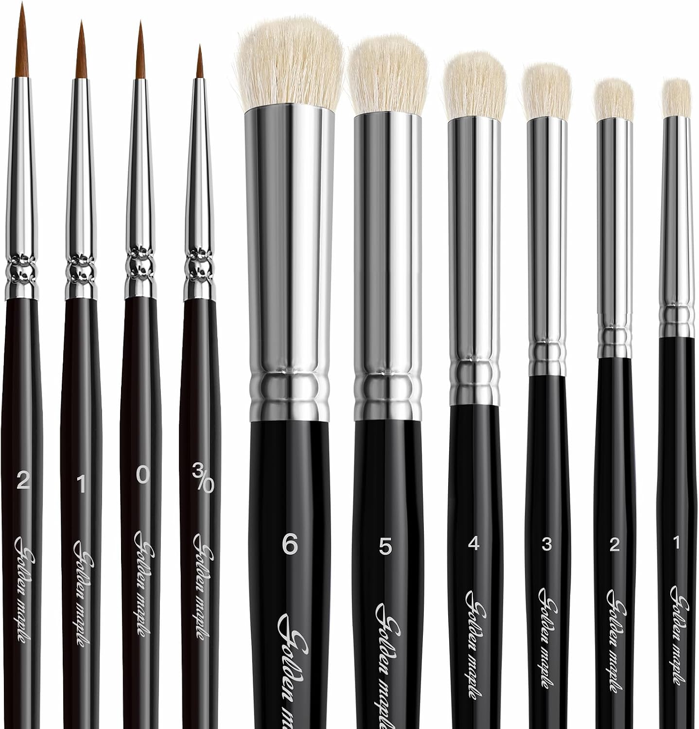 Golden Maple Detail Paint Brushes Set 10pcs | Miniature Brushes, Fine Detailing & Art Painting, Acrylic, Water - view 8