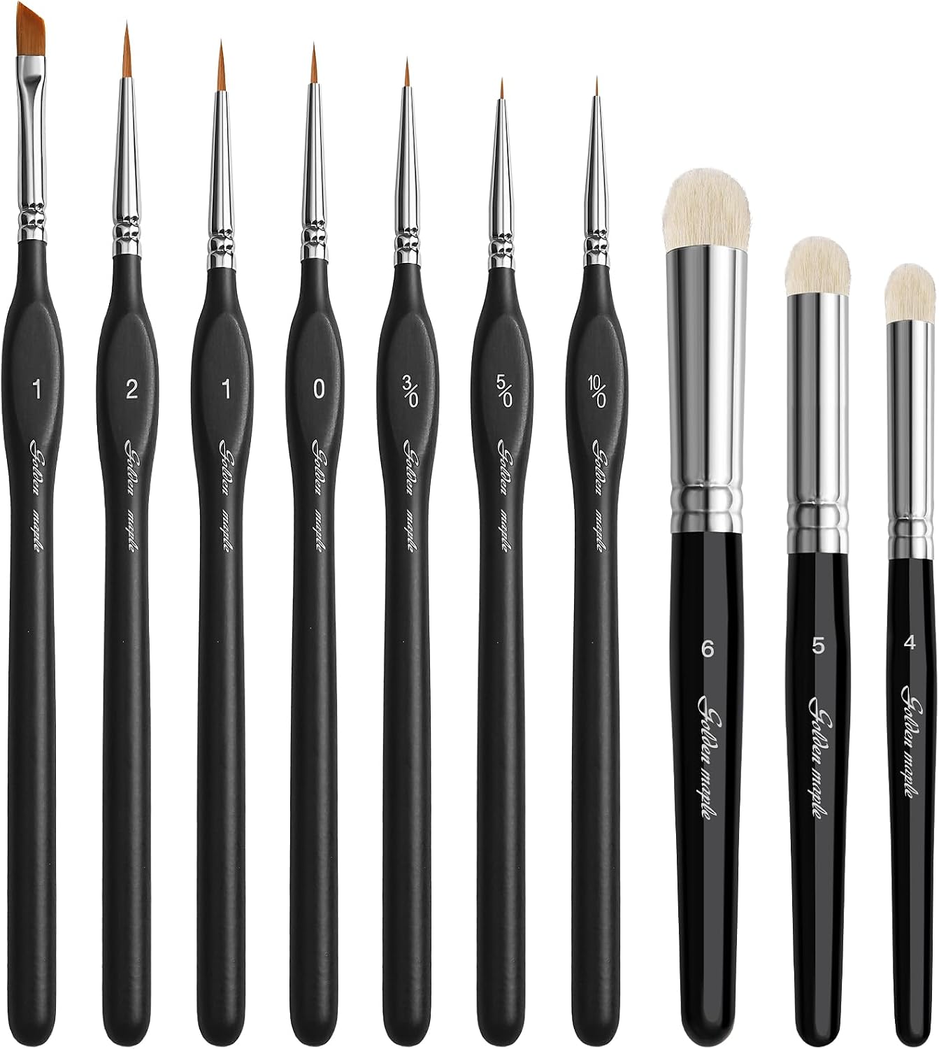 Golden Maple Detail Paint Brushes Set 10pcs | Miniature Brushes, Fine Detailing & Art Painting, Acrylic, Water - view 7