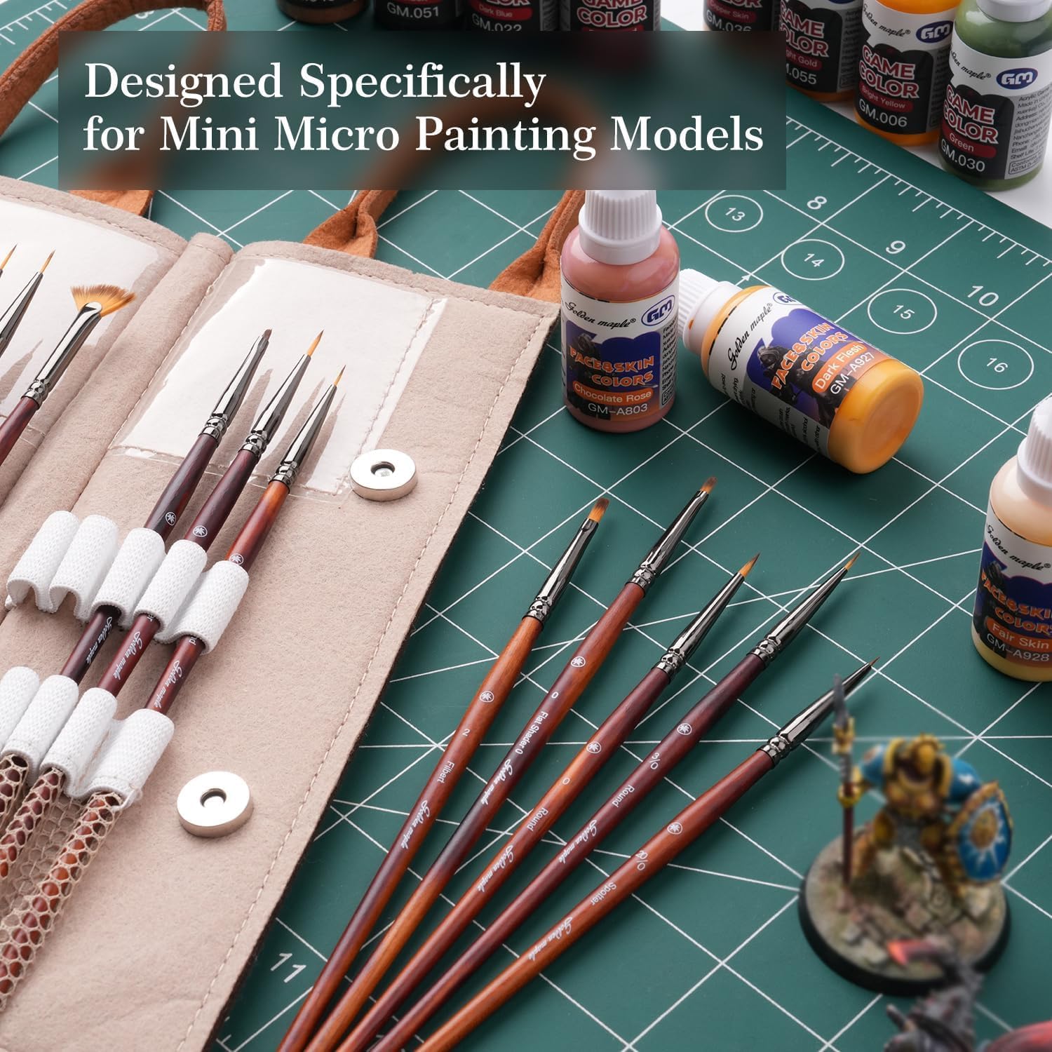 Golden Maple Fine Miniature Paint Brushes u2013 Professional Micro Detail Brush Set for Models, Tabletop Gami - view 3