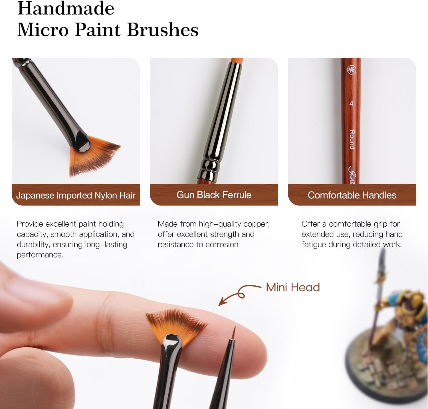 Golden Maple Fine Miniature Paint Brushes u2013 Professional Micro Detail Brush Set for Models, Tabletop Gami - view 4