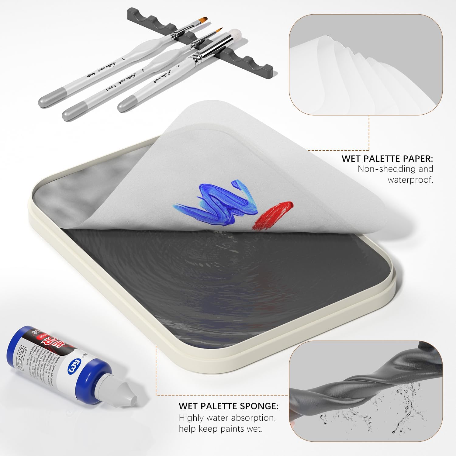 golden maple Wet Pallet for Painting Miniatures 2 in 1 Dry and Wet Palette with Lid, Including 11 Miniature Pa - view 7