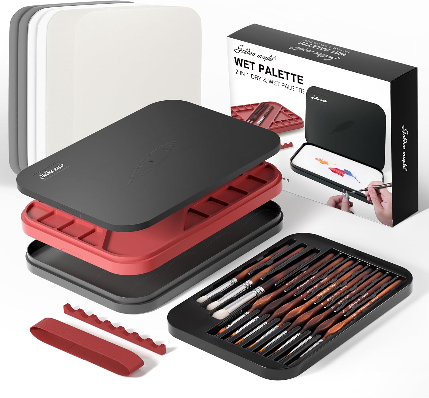 golden maple Wet Pallet for Painting Miniatures 2 in 1 Dry and Wet Palette with Lid, Including 11 Miniature Pa - view 8