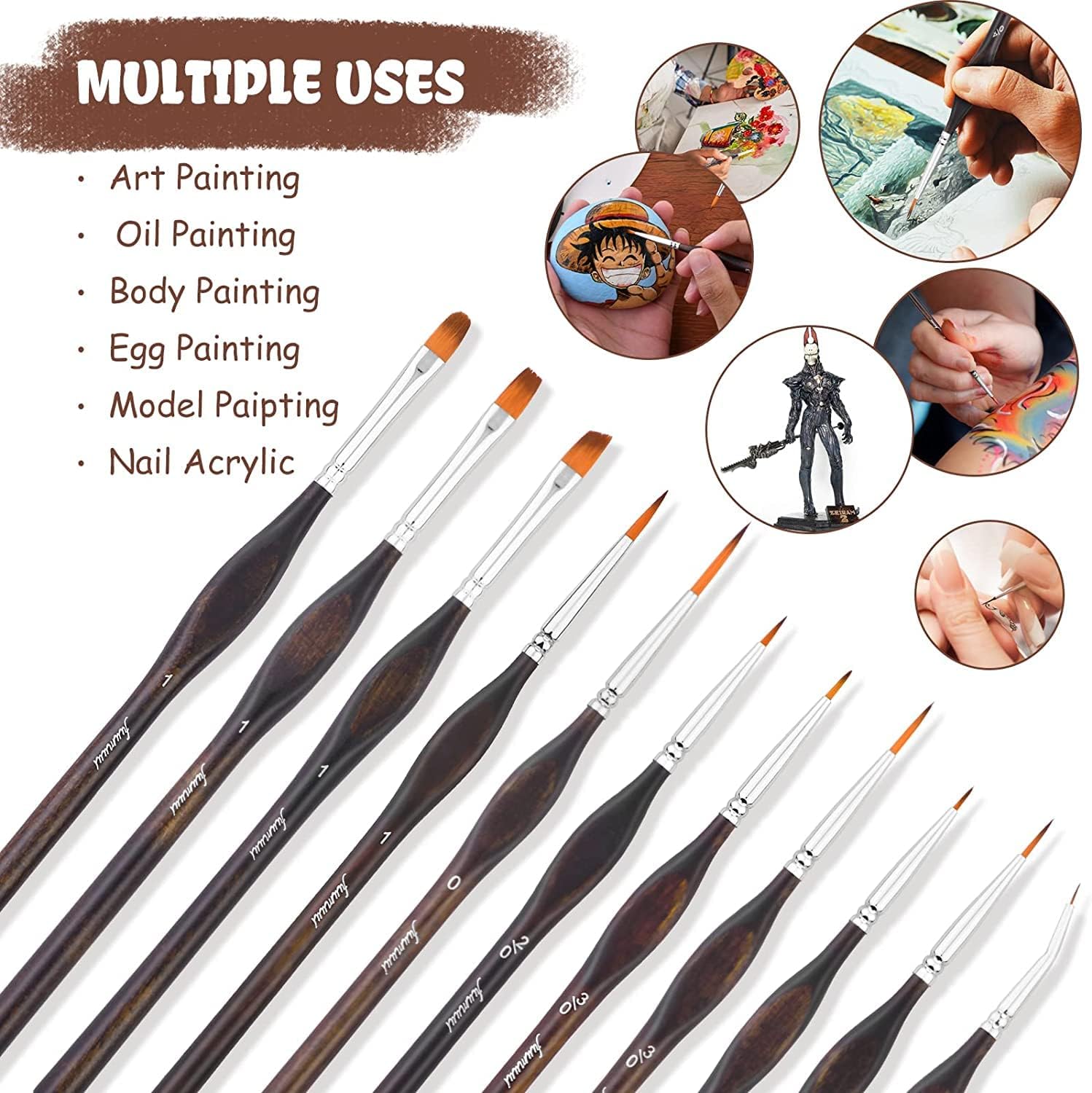 Miniature Paint Brushes, Fuumuui 11pcs Micro Detail Paint Brushes for Model, Paint by Numbers – Fine Detail Pa - view 4