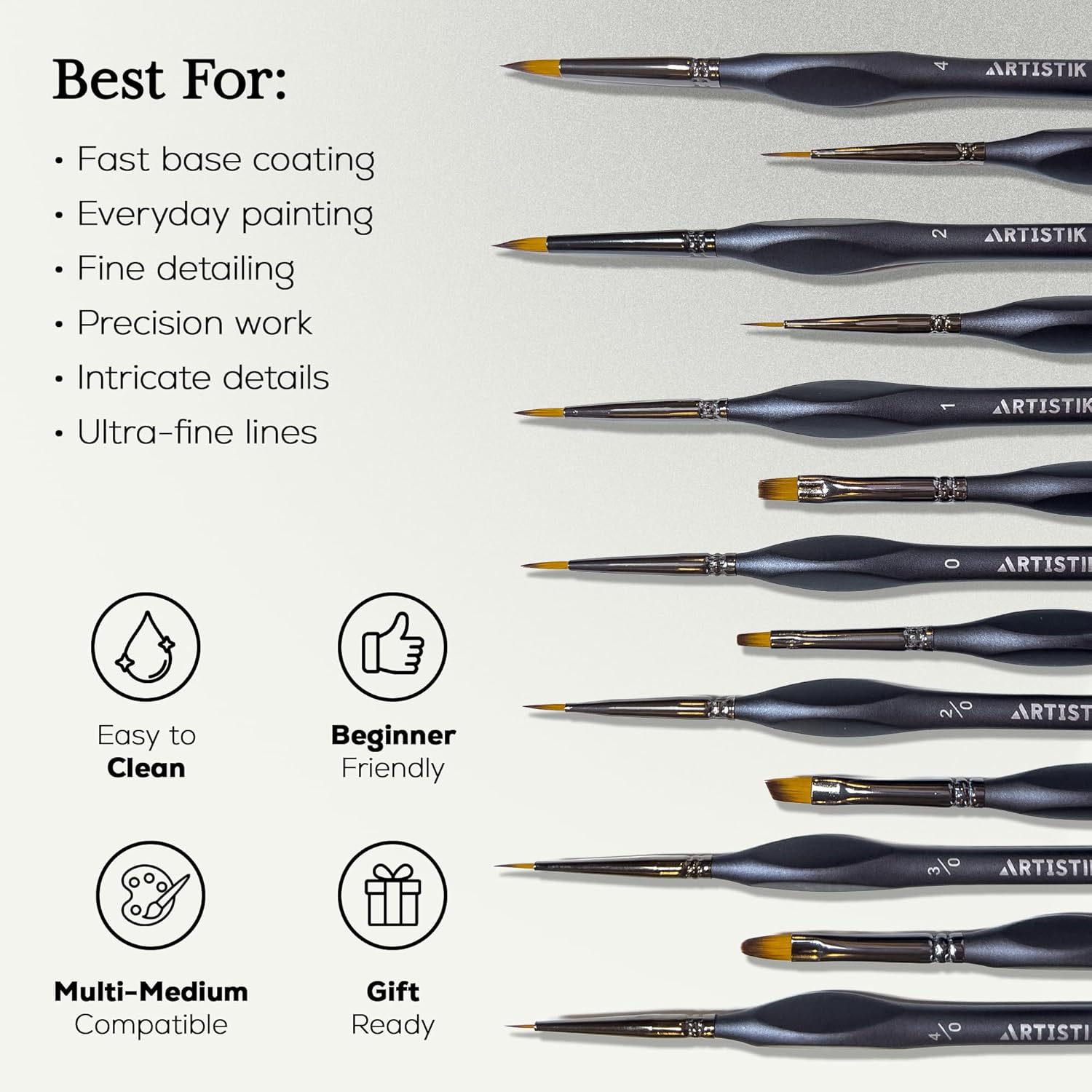 Miniature Paint Brushes Set of 13, Detail Brushes for Acrylic, Oil, Watercolor, Nail Art, Mixed Media Art, Mod - view 4