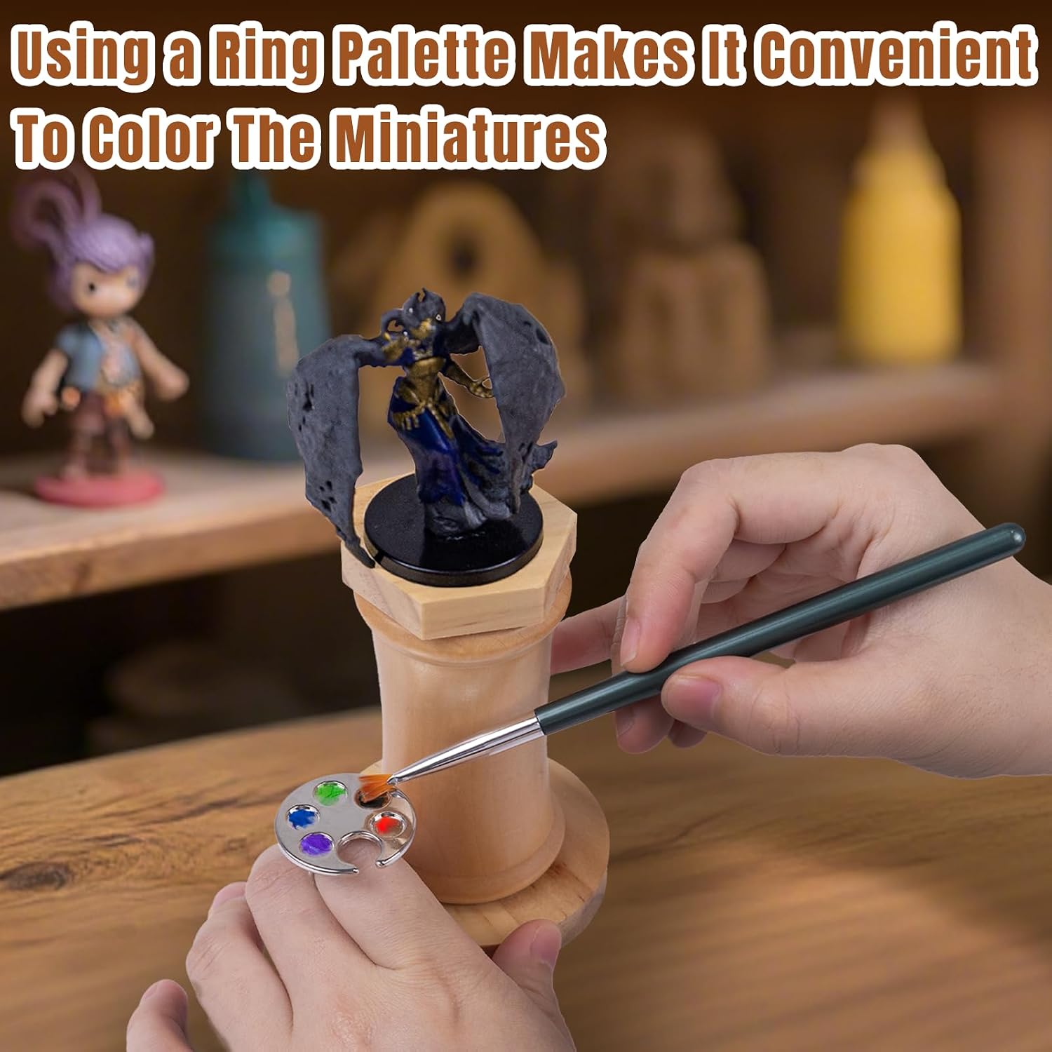 Miniature Painting Handle,Set:1 Panting Handle + 1 Caly + 6 PCS Bendable Alligator Clip Sticks + 1 Metal Box + - view 6