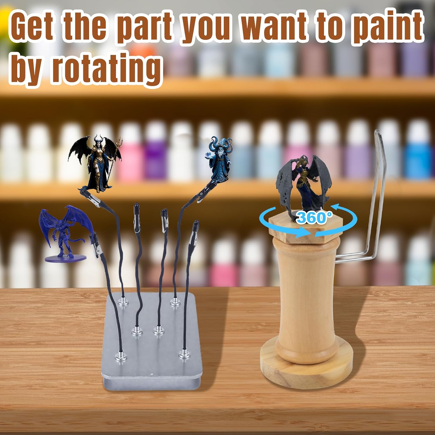 Miniature Painting Handle,Set:1 Panting Handle + 1 Caly + 6 PCS Bendable Alligator Clip Sticks + 1 Metal Box + - view 5