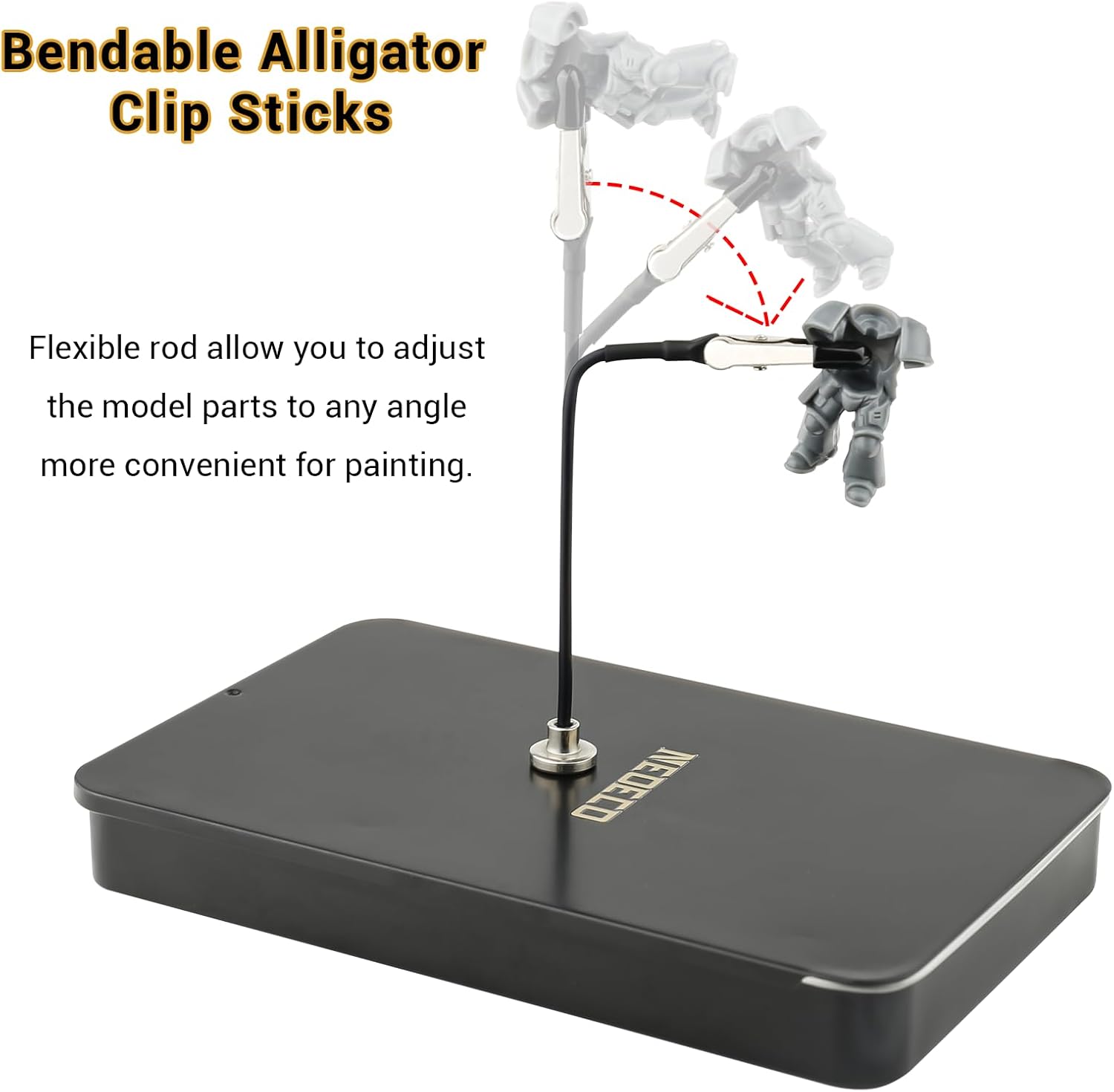 Model Painting Stand Base, 12PCS Bendable Alligator Clip Sticks and Brush Set Modeling Tools for Airbrush Spra - view 3