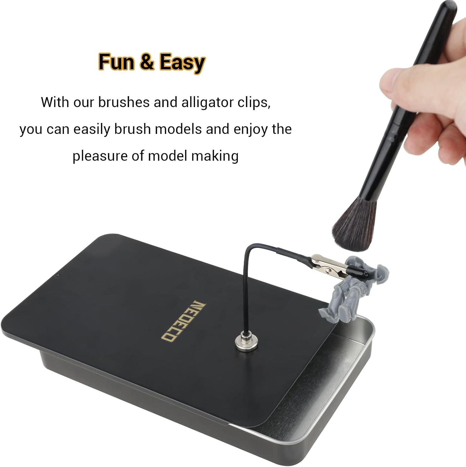 Model Painting Stand Base, 12PCS Bendable Alligator Clip Sticks and Brush Set Modeling Tools for Airbrush Spra - view 6