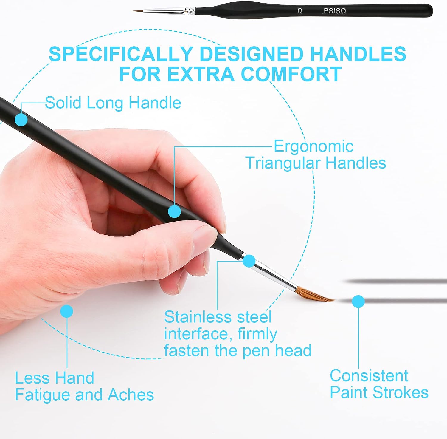 PSISO 10 PCS Miniature Paint Brushes Kit, Fine Detail Painting Brush Micro Professional Tiny Paints Brush Set  - view 5