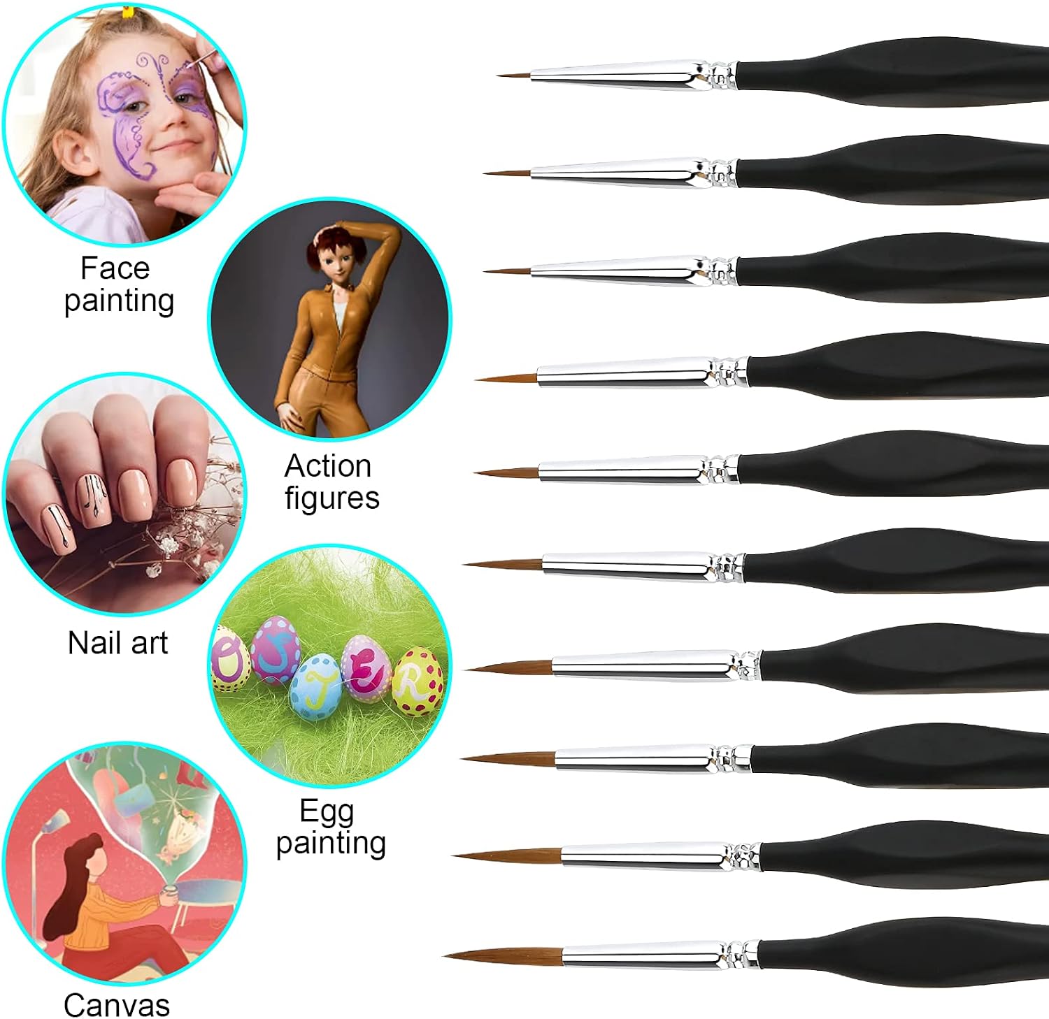 PSISO 10 PCS Miniature Paint Brushes Kit, Fine Detail Painting Brush Micro Professional Tiny Paints Brush Set  - view 6